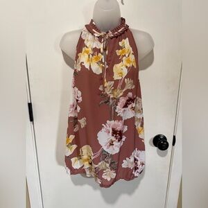 Soho Floral Halter Neck Blouse - Brown and Yellow